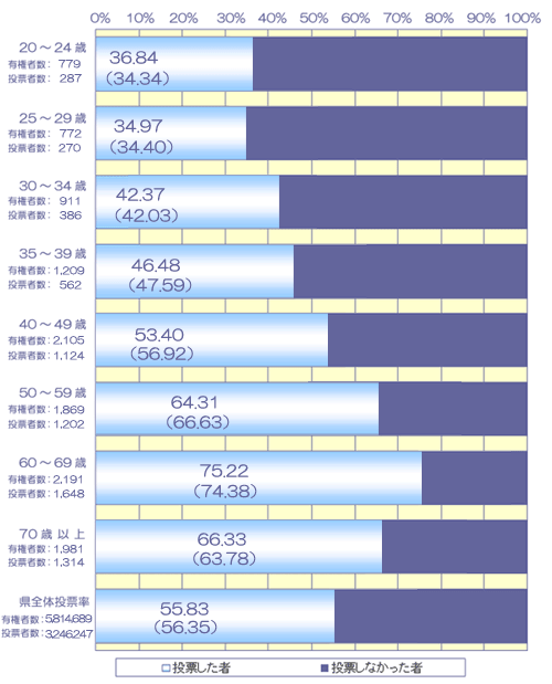 年齢別投票状況調べ（グラフ）