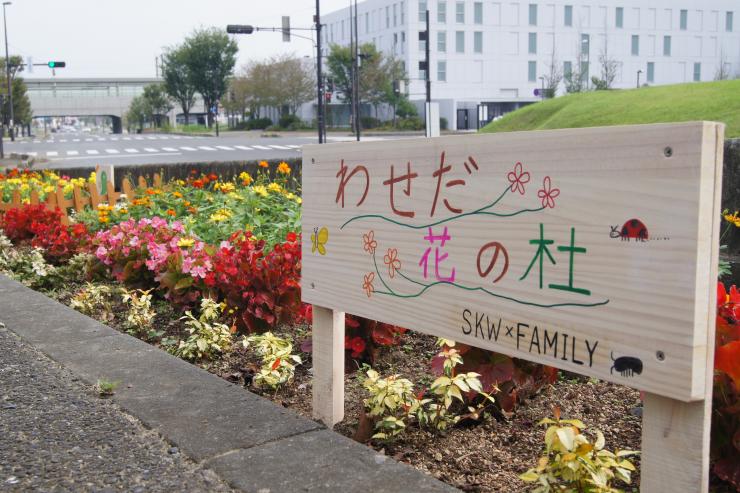 本庄早稲田の杜ミュージアム前の花壇