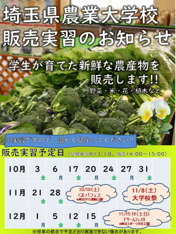 販売実習日程（令和7年10月～12月）