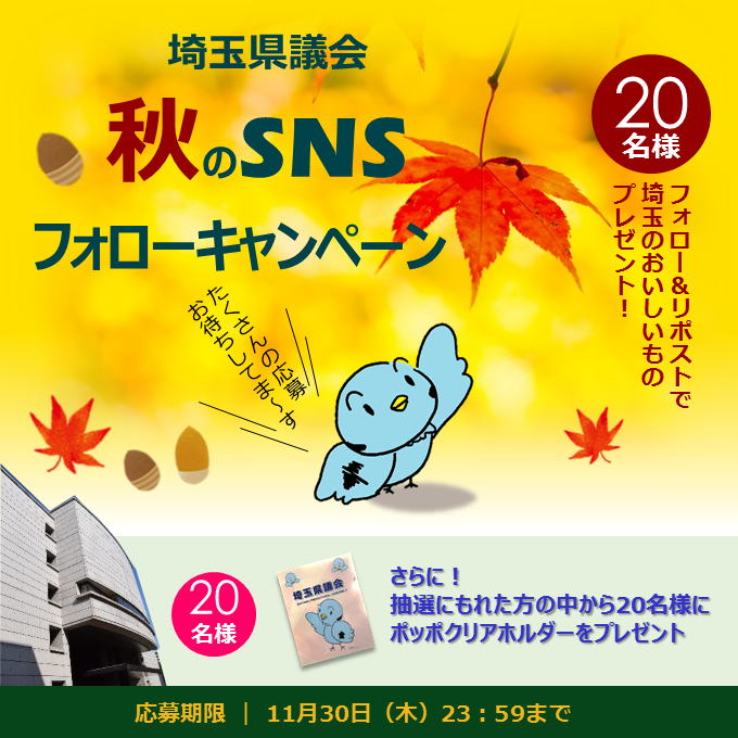 告知画像：埼玉県議会 秋のSNSフォローキャンペーン
