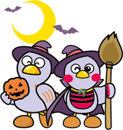 ハロウィンで魔女の仮装をする埼玉県マスコット「コバトン」、「さいたまっち」