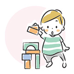 積み木で遊ぶこどものイラスト