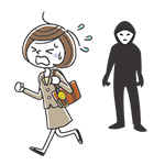 痴漢から逃げる女性のイラスト