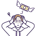 ギャンブル等のトラブルに困る人のイラスト