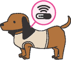 マイクロチップをつけた犬のイラスト