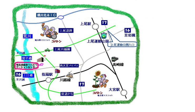 自家用車等をご利用の案内図