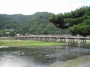 京都桂川　嵐山の風景