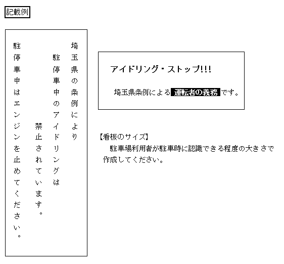 看板等によるアイドリング・ストップ(記載例)